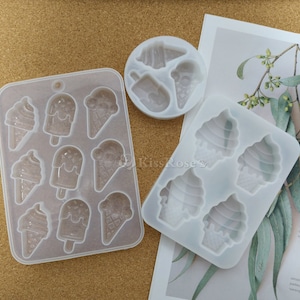 Cute Ice Cream Silicone Mold-3 styles Resin Ice Cream Mold-Silicone Trinkets Mold-Candy Chocolate Ice Cube Mold-Phone Case Decoration Mold