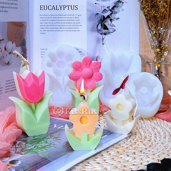Cute Flower Candle Mold-silicone Candle Mold-tulip Candle Mold-scented Candle  Mold-beeswax Candle Mold-pillar Candle Mold-candle Mould 