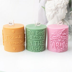 Thank you embossed candle mold-Pillar candle silicone mold-Aroma candle mold-DIY Gift for father, mother and teacher-Beeswax candle mould