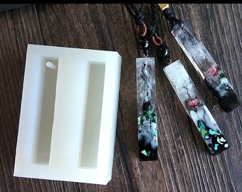 Rectangle Pendant Silicon Mold with hole - Cylinder epoxy Resin Mold - Pendant resin silicone mold - Jewelry pendant diy Making supplies