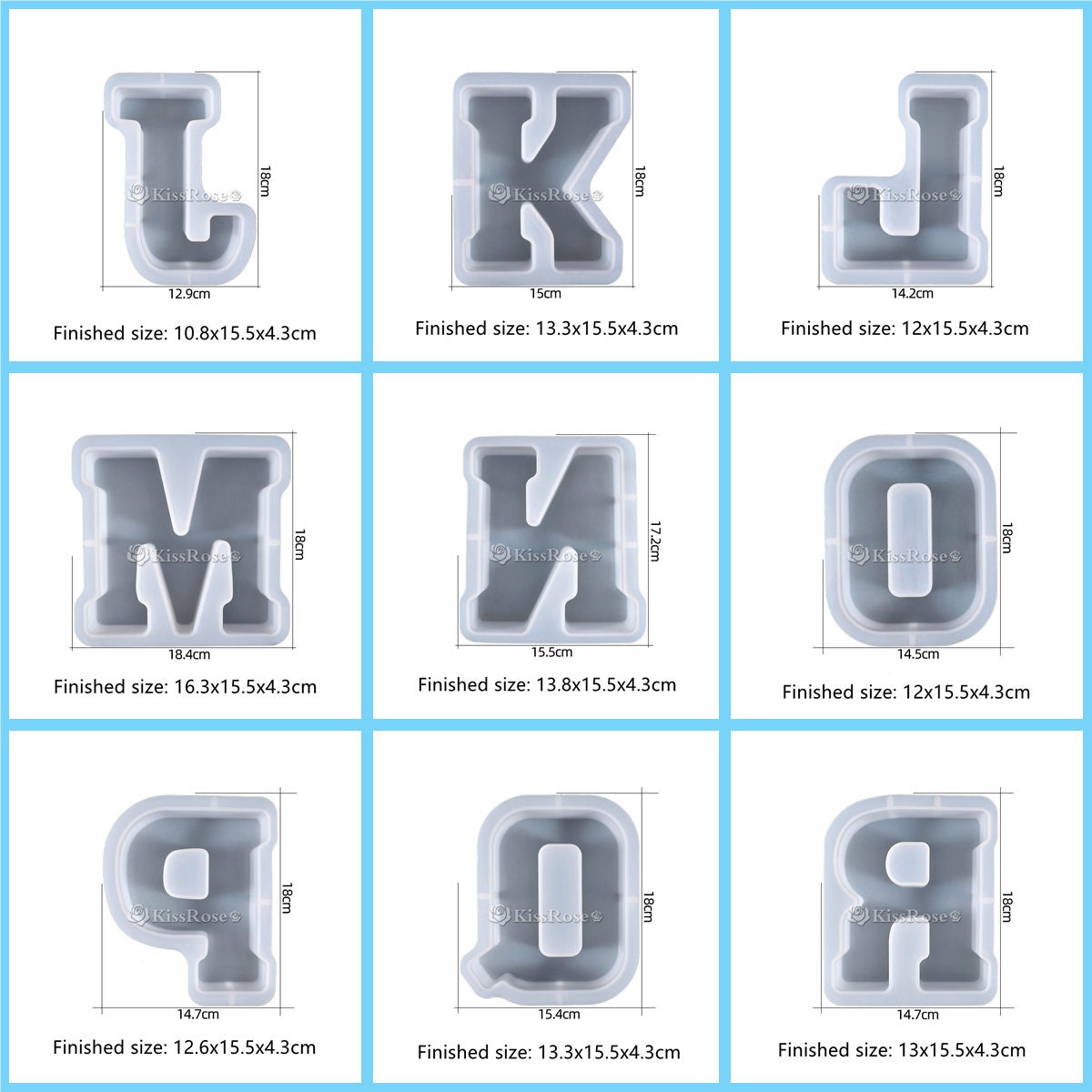 QIIBURR Resin Molds Silicone Large Epoxy Resin Molds Silicone Large  Alphabet Epoxy Resin Mould English Letter Silicone Mold Silicone Resin  Molds Letter Resin Molds 