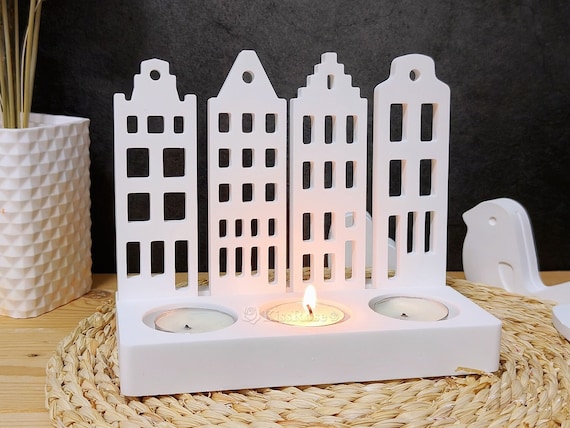 Silicone mold-Hollow House insert mold for Tea light Holder-Silicon Tower Plaster Mold For Tealight holder-Tall House Casting Molds