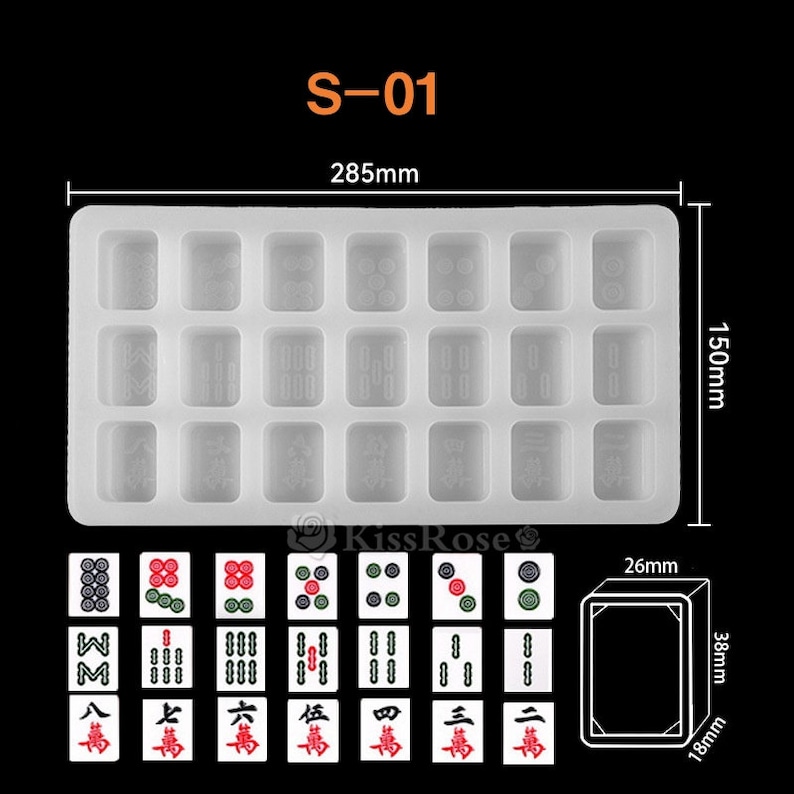 3 size mahjong silicone mold-Mahjong tiles resin molds-Epoxy resin mahjong set mold-Mahjong keychain pendant mold-Resin art craft mold S-01