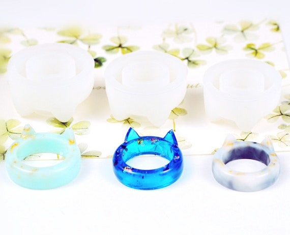 Cute cat ear resin ring mold 16-18mm Silicone ring mold Jewelry mold  for ring making Clear resin craft mold