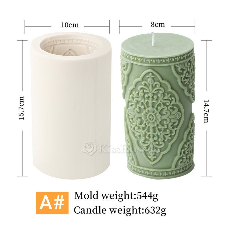 4 Pieces Cylinder Hexagon Candle Molds Pillar Candle Silicone Molds  Silicone Casting Epoxy Resin Molds with 5 Candle Wicks and 1 Hammer for  Candle