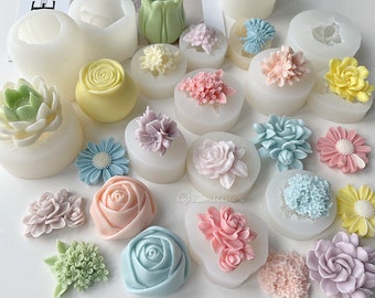 36 Styles Flower Silicone Molds-Rose Sunflower Peony Tulip Flower Candle Mold-Flower Petal Resin Mold-Cement Jesmonite Concrete Flower Mold