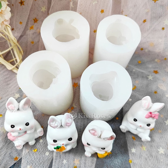 Stampo in silicone 3D a forma di coniglio pasquale, per argilla e sapone, decorazione per torte, cioccolato, quadrato, grande