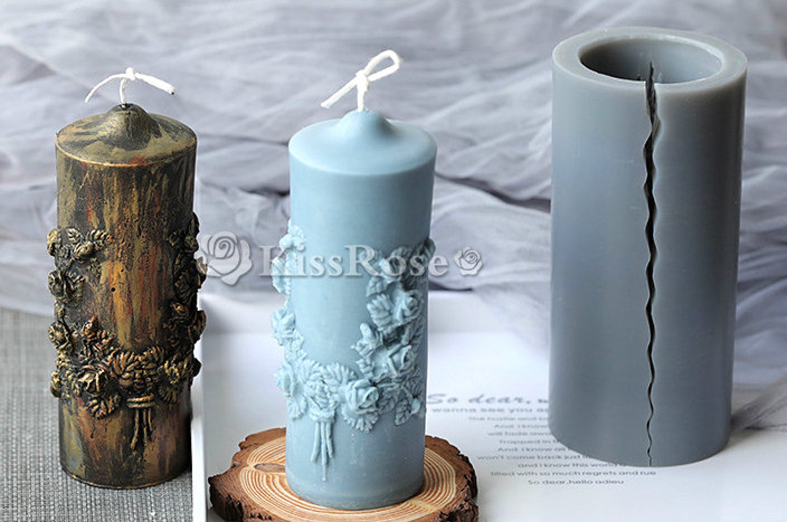 Large size candle silicone moldcylinder candle moldflower Etsy