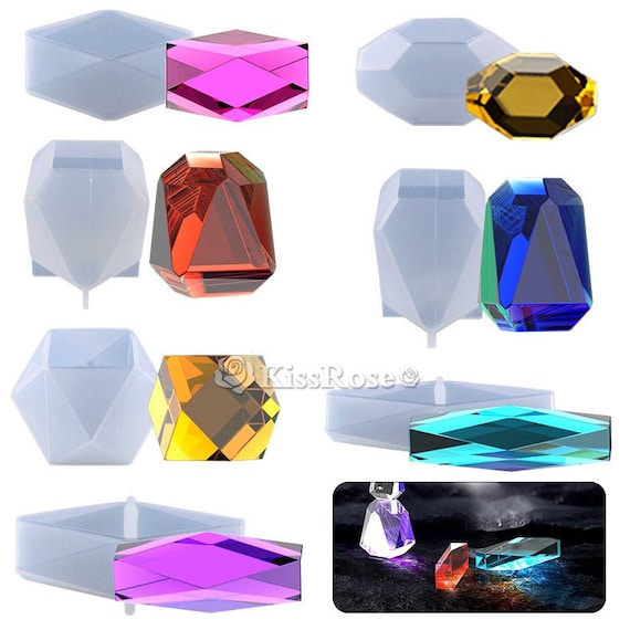 Crystal stone silicone mold-7 styles faceted stone resin mold-crystal stone mold-faceted gem mold-silicone mold for resin