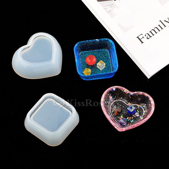 Moldes de resina de silicona para manualidades, platos de forma cuadrada y  de amor, molde de silicona, moldes de platos de cuenco epoxi, suministros  de herramientas artesanales manuales para joyería diy 