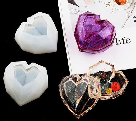 Diamond Heart Storage Box Silicone Mold heart Shaped Box Resin