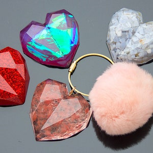 big/small diamond resin molds heart shape Silicone Mold craft Making Jewelry Pendant mold Charm mold Epoxy Resin Mold Keychain mold