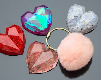 Stora/små diamantformar, hjärtformad silikonform, hantverk, tillverkning av smycken, hängeform, berlockform, epoxihartsform, nyckelringsform