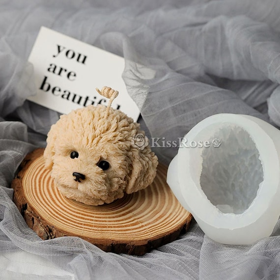 Cute Teddy Dog Candle Mold-silicone Candle Mold-scented Candle Mold-teddy Dog  Silicone Mold-concrete Cement Plaster Teddy Dog Mould 