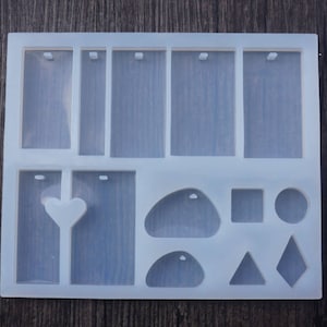 Rectangle Silicon Mold - Resin Silicon Mold with Hanging Hole - Pendant Resin Silicone Mould - Epoxy Resin Craft Mold - Resin Cabochons