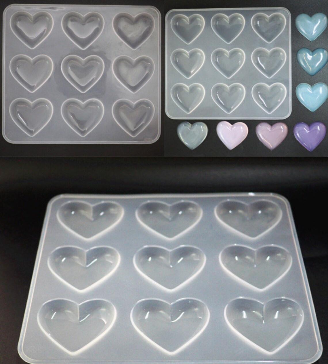 Silicone Resin Molds Silicone heart mold puffy heart pendant Etsy