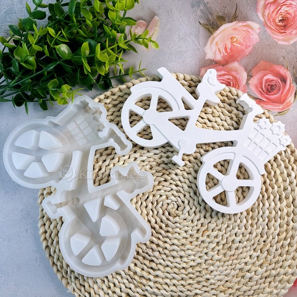 Silicone Bicycle Mold-Spring outing Bike Mold-Bicycle Plaster/Concrete mold-Spring Decor Raysin Casting Molds-Diffusing Stone Silicon mold