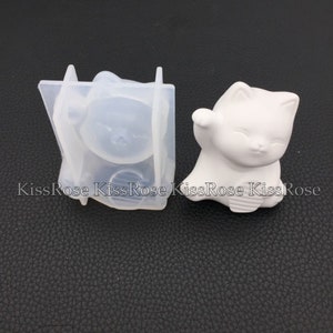 New 3D Kawaii Lucky Cat silicone resin mold - DIY cute candle mold - Craft aromatherapy mold - Cat plaster mold -  Home decoration mould