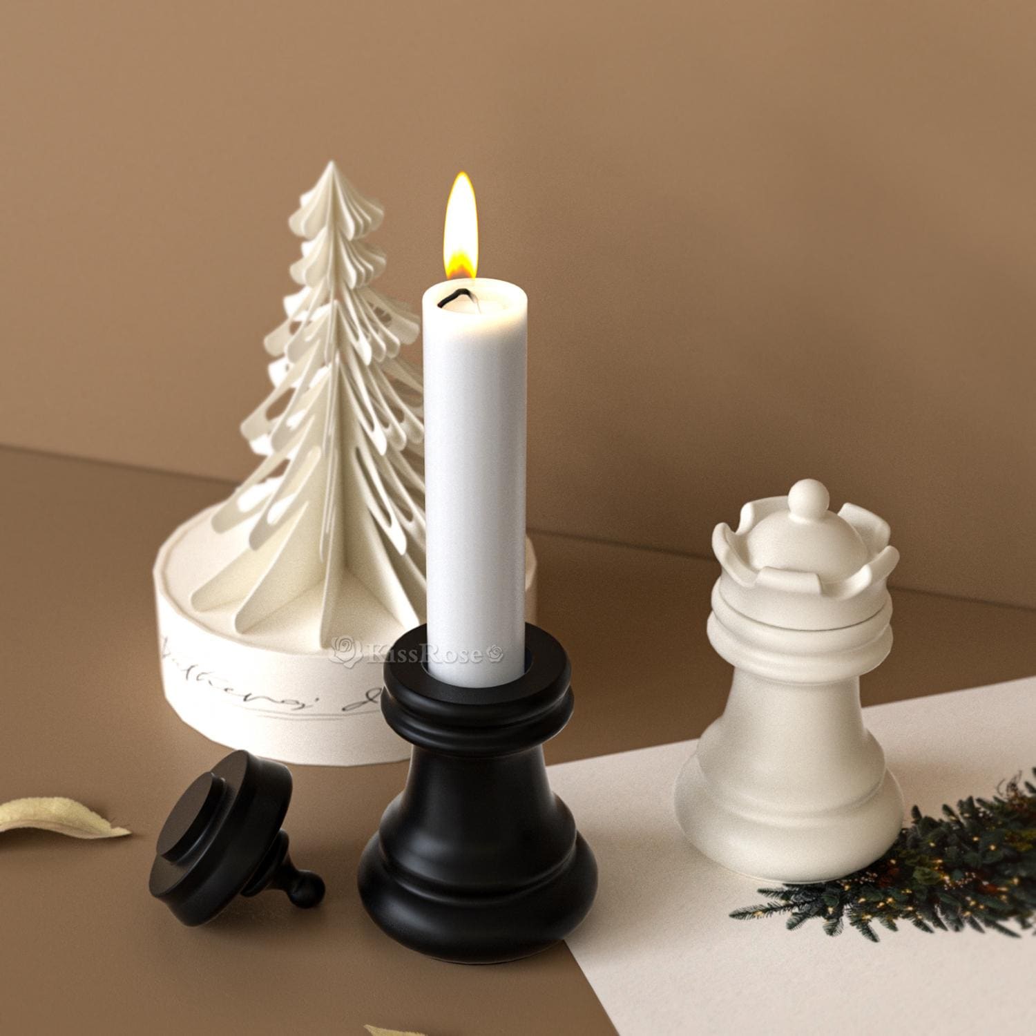 Chess Candle Holder Silicone Mold-concrete/gypsum Candle Holder
