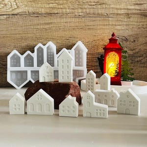 10-grids small house silicone mold-cute house candle mold-house ornaments plaster/concrete/epoxy resin mold-chocolate mold-home decorations