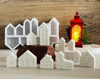 10-rasters klein huis siliconen mal-schattige huis kaars mal-huis ornamenten gips/beton/epoxyhars mal-chocolade mal-huisdecoratie