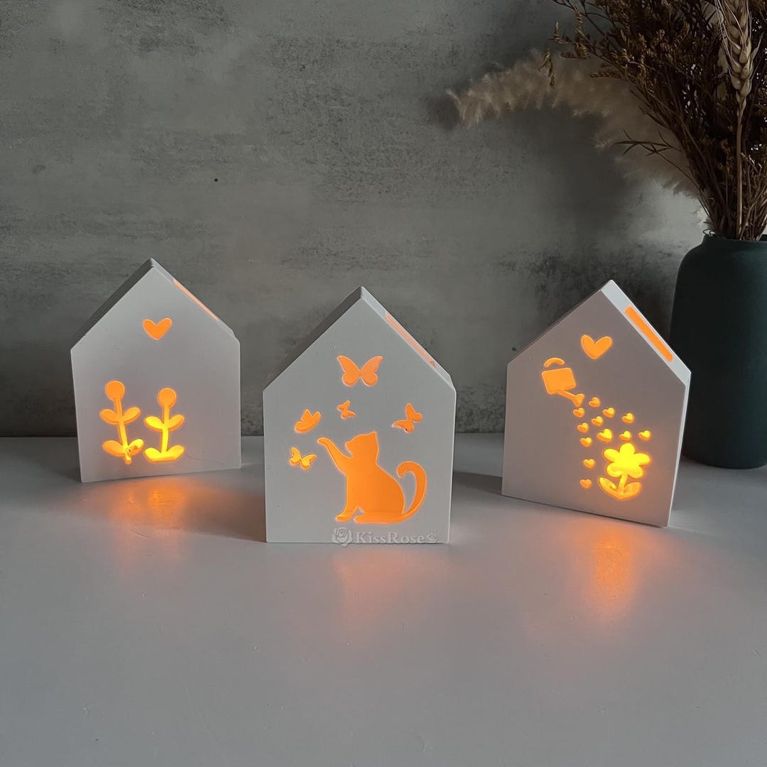 Led Light Box Silicone Mold-hollow House Casting Mold-shadow Gable ...