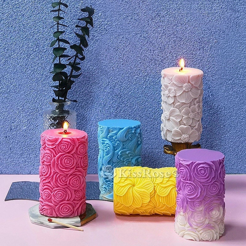 1pc Sea Waves Cylinder Silicone Mold For Making Aromatherapy Candle, Gypsum  Decoration, Essential Oil Infuser And Candlestick