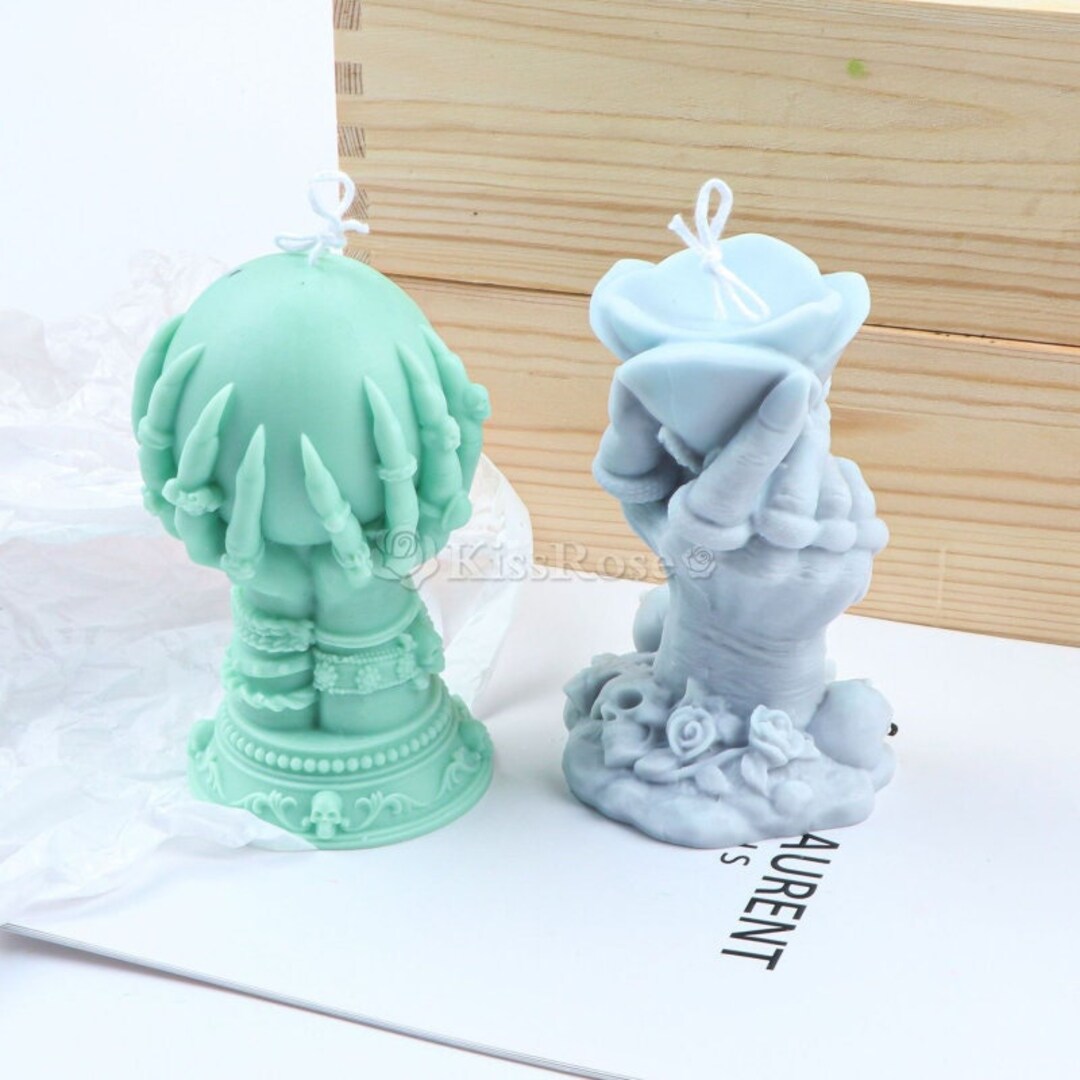 Creative Halloween Candle Silicone Molddevil Hands With Sphere Candle