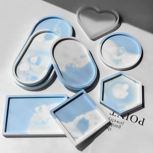 11 Styles Concrete Tray Silicone Mold-Resin Tray Mold-Cement Tray Casting Mold-Jewelry Trinket Plate Mold-Terrazzo Candle Tray Plaster Mold