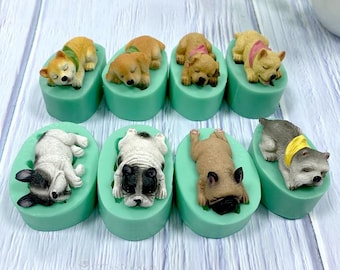 15 Styles Sleeping Dog silicone mold-Cute Lying dog plaster/concrete/resin mold-Diffusing stone mold-Fondant/chocolate/candy silicon mold