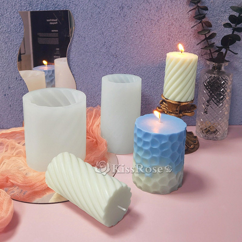 15x5.5cm Big Silicone Carved Column Pillar Candle Molds