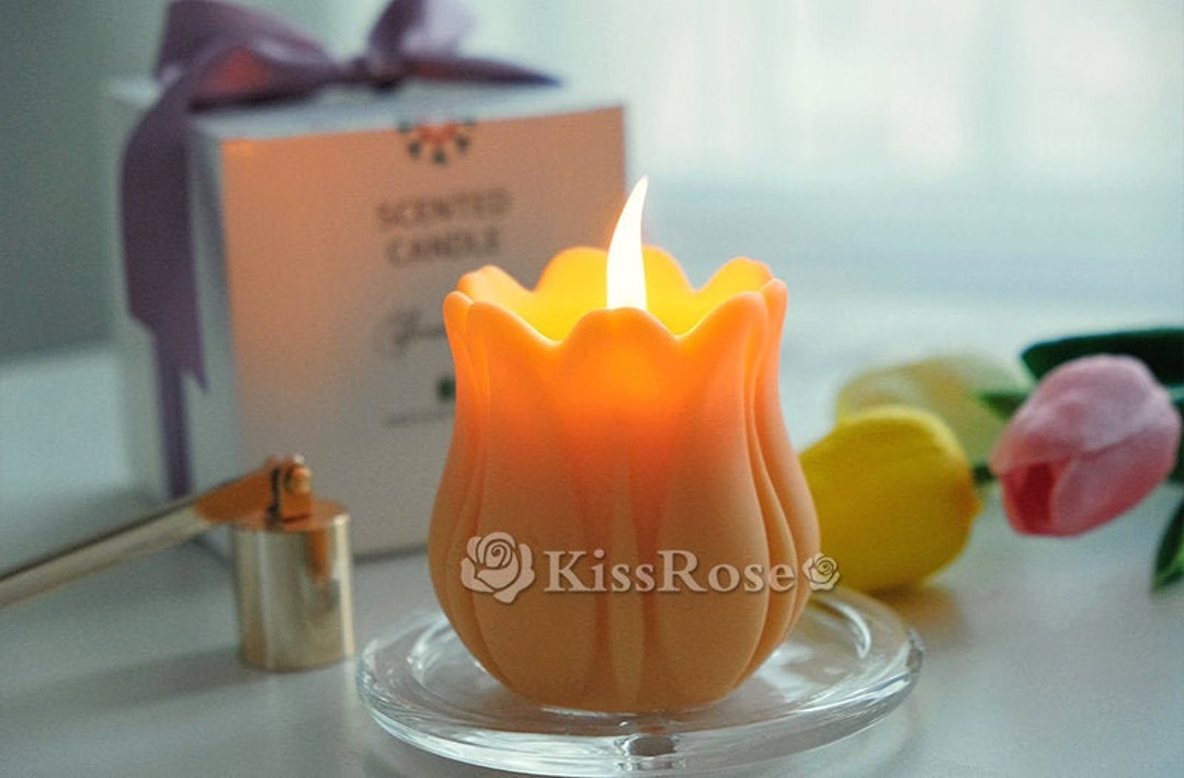 Different Flower Candle Moulds Tulip Cherry Blossoms Peony Rose Scented Candle  Silicone Mold Handmade Soap Lotus Wax Molds