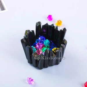 Crystal cluster candle holder mold-Crystal ashtray resin mold-Silicone crystal candle holder mold-Crystal storage box mold