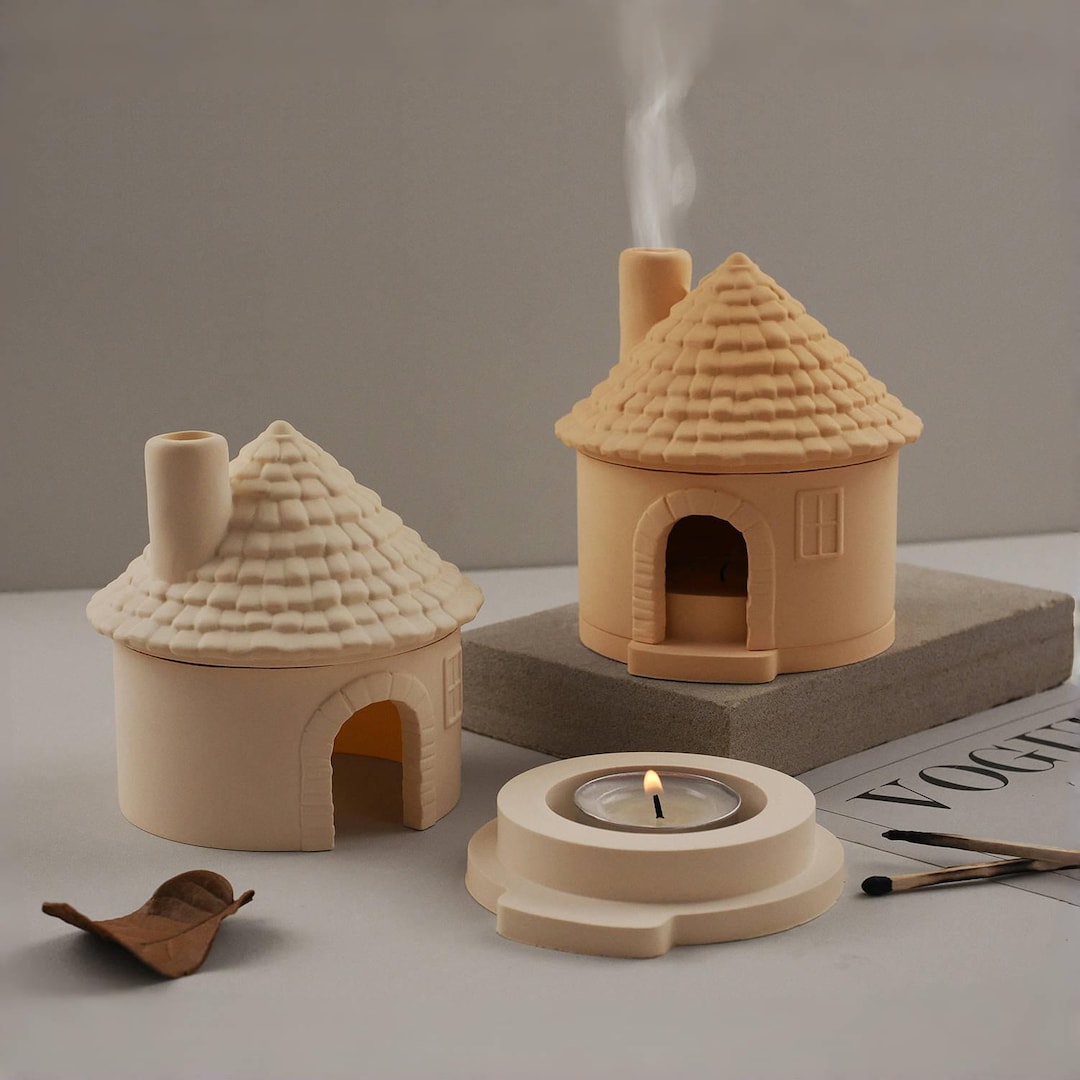 Chimney Cabin Silicone Mold-incense Burner Plaster Mold-tealight