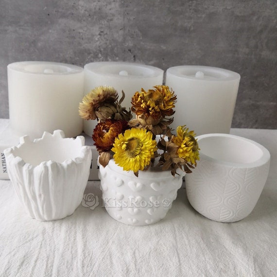 Moules Silicone Pour Vases Et Pots De Fleurs DIY - 3D, Pour Ciment Ou Béton - Neuf