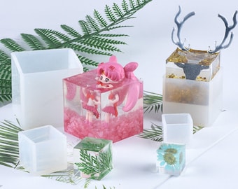 Molde de silicone quadrado, molde de decoração de cubo, molde de resina de joias, molde de silicone de decoração de casa