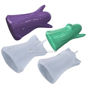 May include: Four silicone molds for making ice pops. Two molds are white, one is purple, and one is green.