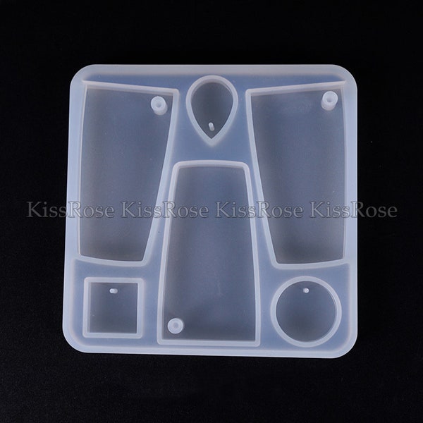 Necklace pendant silicone mold with holes Trapezoid Round square shape earring pendant resin molds earring mold jewelry bead craft mold