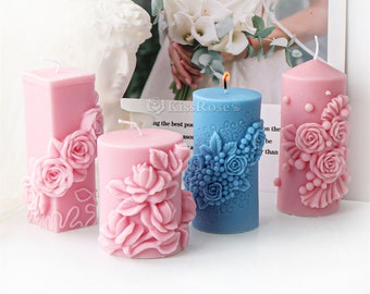 Embossed rose candle silicone mold-rose vine candle mold-flower pillar candle mold-scented candle mold-silicon mold for candle making DIY