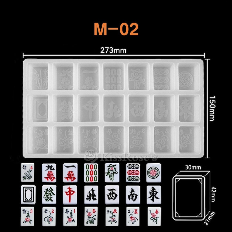 3 size mahjong silicone mold-Mahjong tiles resin molds-Epoxy resin mahjong set mold-Mahjong keychain pendant mold-Resin art craft mold M-02