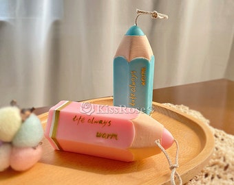 Creative pencil candle mold-Cute candle silicone mold-Pillar candle mold-Silicone mold for wax-Silicon candle mold-Scented candle mold