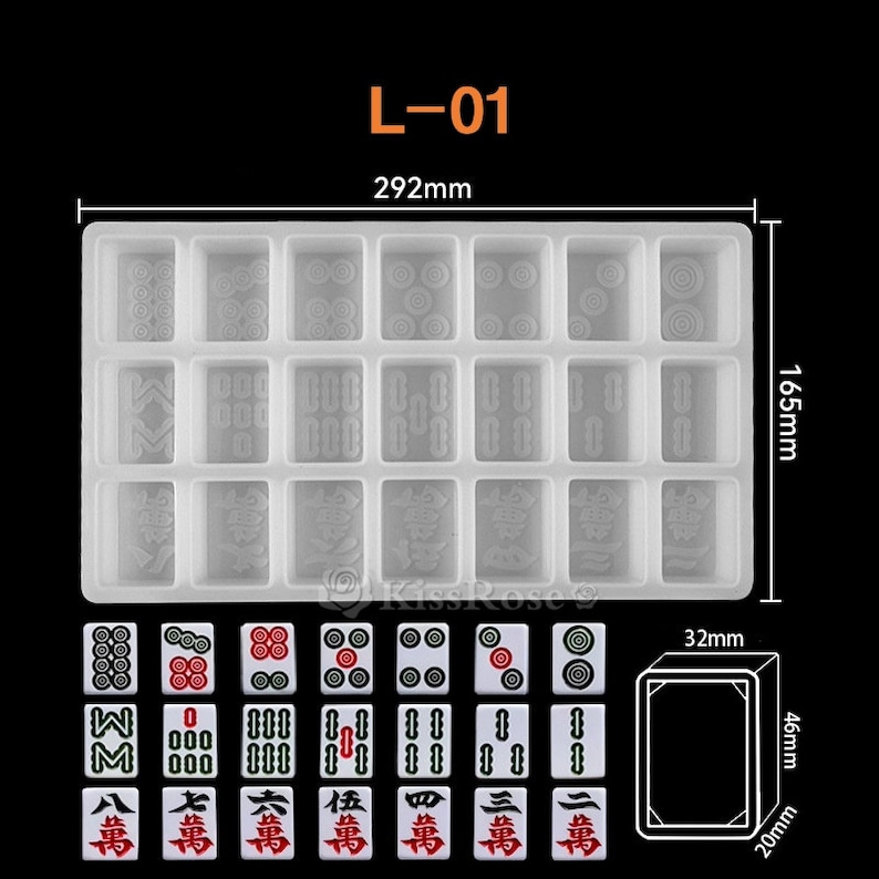 3 size mahjong silicone mold-Mahjong tiles resin molds-Epoxy resin mahjong set mold-Mahjong keychain pendant mold-Resin art craft mold L-01