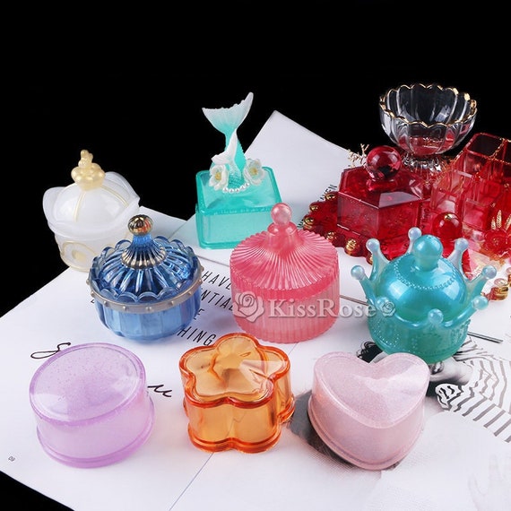 Box Resin Molds, Jewelry Box Molds with Heart Shape Silicone Resin Mold,  Hexagon Storage Box Mold and Square Epoxy Molds for Making Resin Molds
