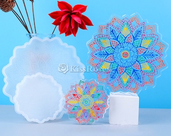 Sun flower resin tray mold-Flower tray silicone mold-Flower coaster mold-Silicone coaster mold for resin craft-Cup mat mold