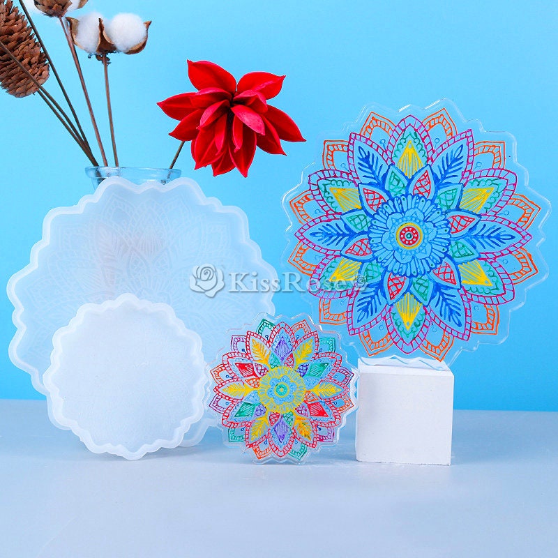 AINAZ Elegant Large Silicone Flower Shape Coaster Resin Molds