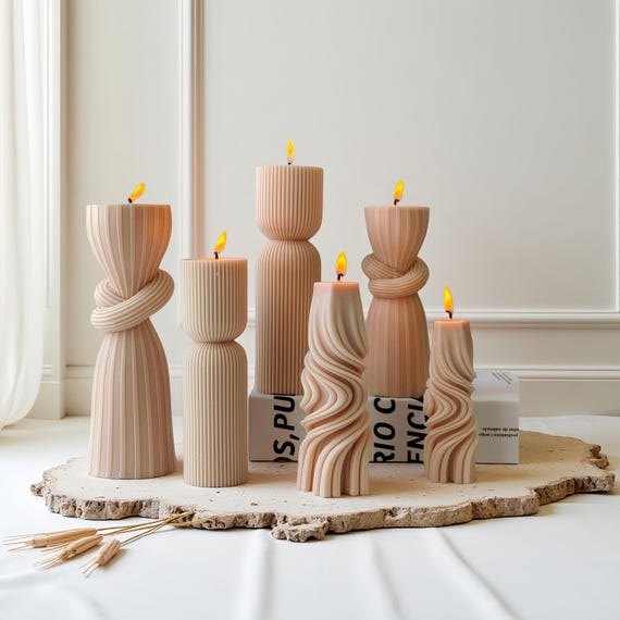 11 Arten gestreifte Stumpenkerze Silikonformen-Knoten Zylinder Kerzenform-Welle Kerze Form-DIY Hochzeit Kerze Form-duftende Aroma Kerze Form