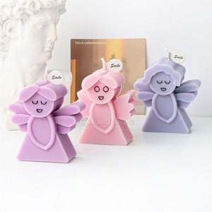 Cute angel silicone mold-Silicone angel candle mold-3 styles Simple angel plaster mold-Epoxy resin angel mold-Wings angel casting mold