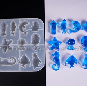 Cute sea animals resin molds fish silicone mold starfish jewelry pendant mold craft Seahorse candy mold Dolphin chocolate mold