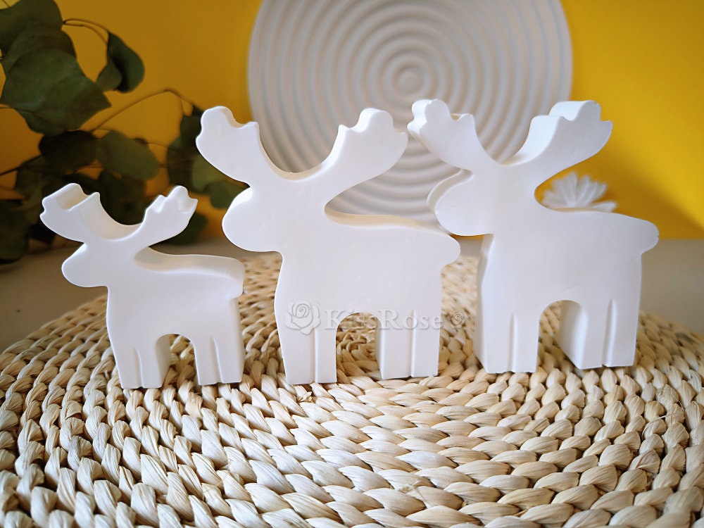 3 Size Elk Silicone Mold-Plaster Reindeer Mold-Elk Candle Mold-Simple Christmas Decoration Mold-Resin Cement Concrete Home Decoration DIY