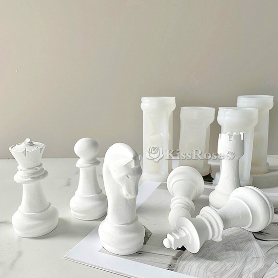 6pcs Chess Mold for Resin, Resin Chess Mold 3D Silicone, 3D Chess